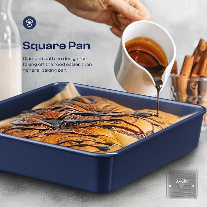 Baking Pans Set 8-Piece Bakeware Sets, Baking Sets for Cooking Nonstick Oven Pan Set, Baking Sheet Set, Cookie Sheets for Baking, Muffin Pan, Ceramic Coated Blue