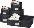 China Storage Containers 5-Piece Set Moving Boxes for Dinnerware, Glasses, Plates, Mugs and Saucers Sturdy Quilted Microfiber Dish Organizer with Dividers for Seasonal Storage - Holds Set of 12, Black