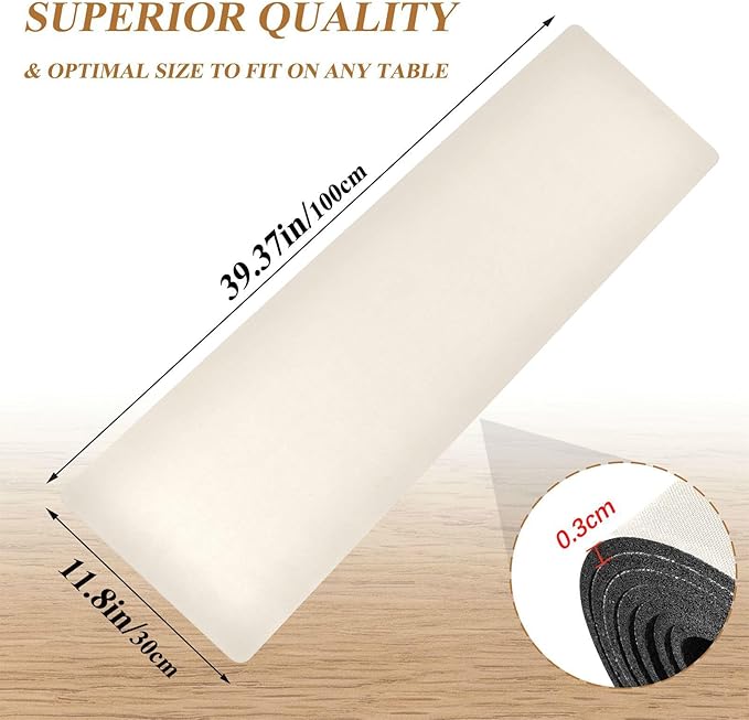 Beige Trivet Table Runner for Kitchen Countertops Heat Resistance Pot Holders Anti-Slip Hot Pad Mats 11.8 * 39.4 Inches