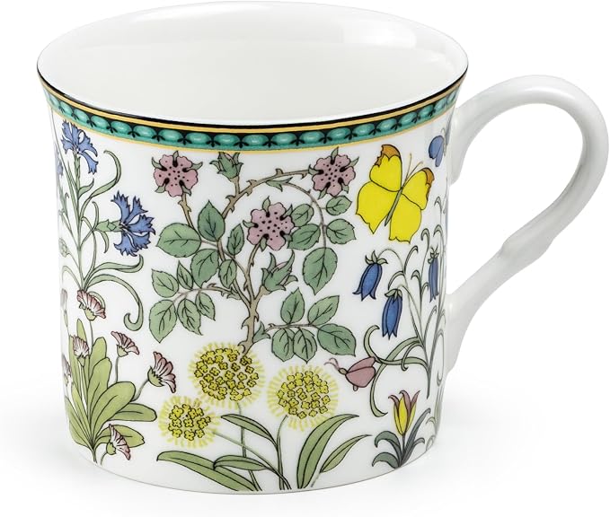 Grace Teaware Bone China Morris English Heritage Floral Coffee Tea Mugs 10-Ounce (4 Assorted Patterns) (Set of 4), Multicolor