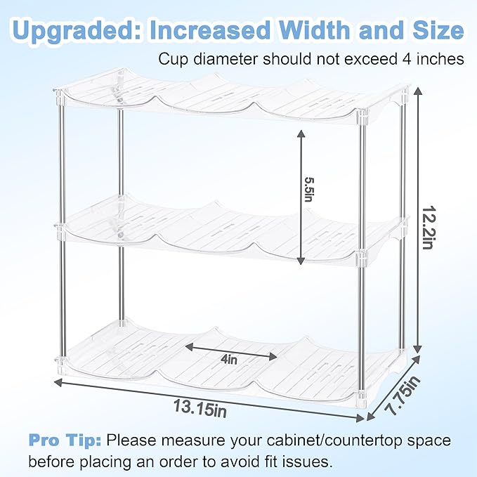 Water Bottle Organizer for Stanley 40oz Tumbler - Stackable Water Bottle Holder and Tumbler Organizer for Cabinet Kitchen Organization and Storage for Stanley Cup Accessories, Wine Rack, 3Pack