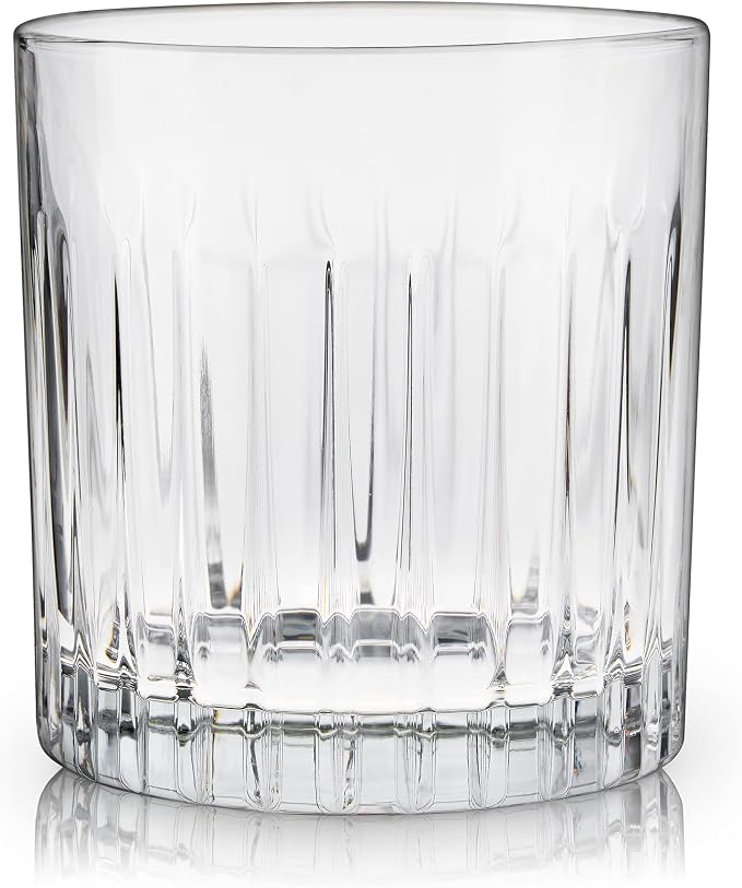 Viski Reserve Milo Crystal Old Fashioned Rocks Glasses, European Crafted Whiskey Glasses for Bourbon, Scotch, Cocktails, Barware Gifts for Men, Man Cave Essentials, Home Bar Glassware, 12 oz, Set of 4