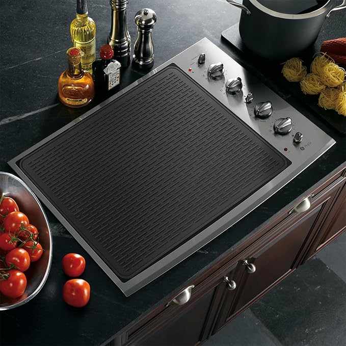 YUHFERA Stove Top Cover for Electric Stove - Silicone Stove Mat for Glass Top, Glass Cooktop Protector, XL Dish Drying Mats For Kitchen,Oven Covers for Electric Stove (Black,30 x 21)