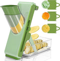 Mandoline Slicer Safe Multifunctional Dicer Adjustable Commercial Slicer Machine Stainless Steel Chopper (Deep Light Green)