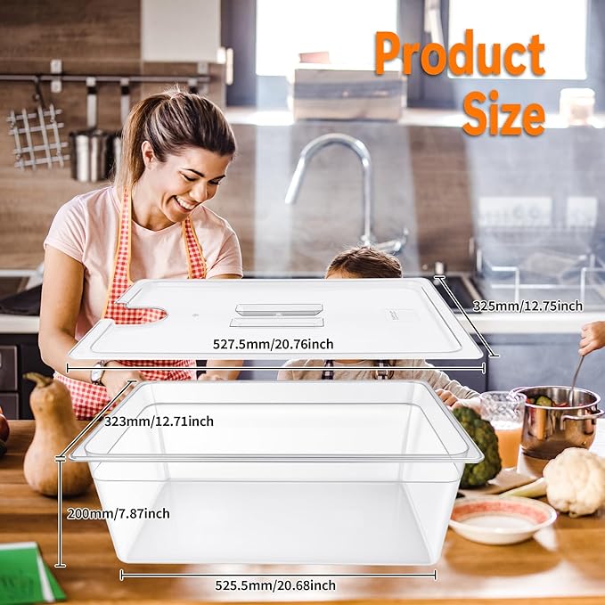 26 Quart Sous Vide Containers with Lid Compatible with Wancle Anova Nano AN500-US00 Pro 3.0 Mini Joule,most Instant Pot Sous Vide Cooker,BPA Free (Container with lid, 26 QT)