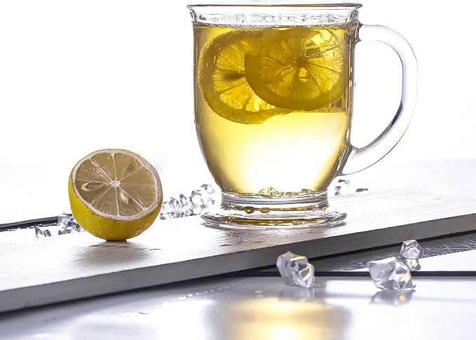 Glass Coffee Mugs Set of 6-15 OZ Clear Glass Tea Cups with Handle - Large Mugs for Tea, Espresso, Coffee, Cider, Hot Chocolate, Dishwasher Safe