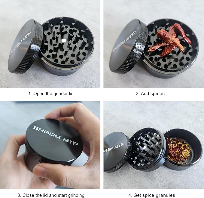 Grinder, Aluminum Large 3" Spice Grinder (Black)