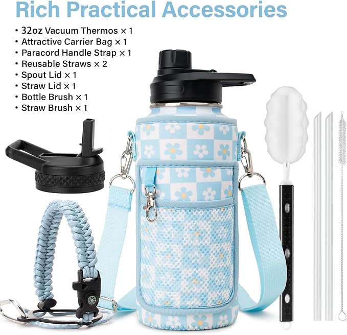 DYSANKY Water Bottle Gift– Insulated Stainless Steel Bottle with Carrier Bag, Strap & Gift Box– BPA-Free– Ideal for Hiking, Camping & Travel 32 oz