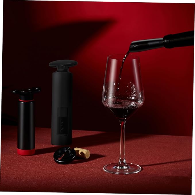 Luxshiny 6pcs Vacuum Wine Corkscrew and Decanter Set Stylish Rotary Corkscrew with Ergonomic Grip Wine Accessories for Enthusiasts for Travel and Parties Black