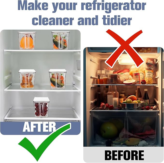 Havawish Ice Storage Bin for Freezer with Lid and Flexible Scoop Set Plastic Ice Container with Lid Handle for Home Office Fridge Storage (12.4 x 3.94 x 3.94 Inches,Clear,2 Pcs)