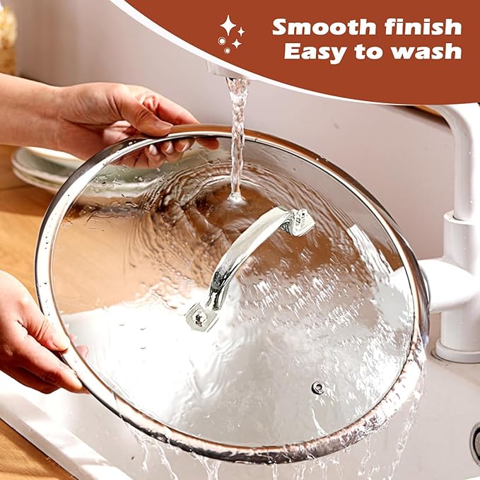Stainless Steel Glass Lid for 13 Inch Pans and Pots, Tempered Cover for Cooking Pans, Dishwasher & Over Safe 33 cm