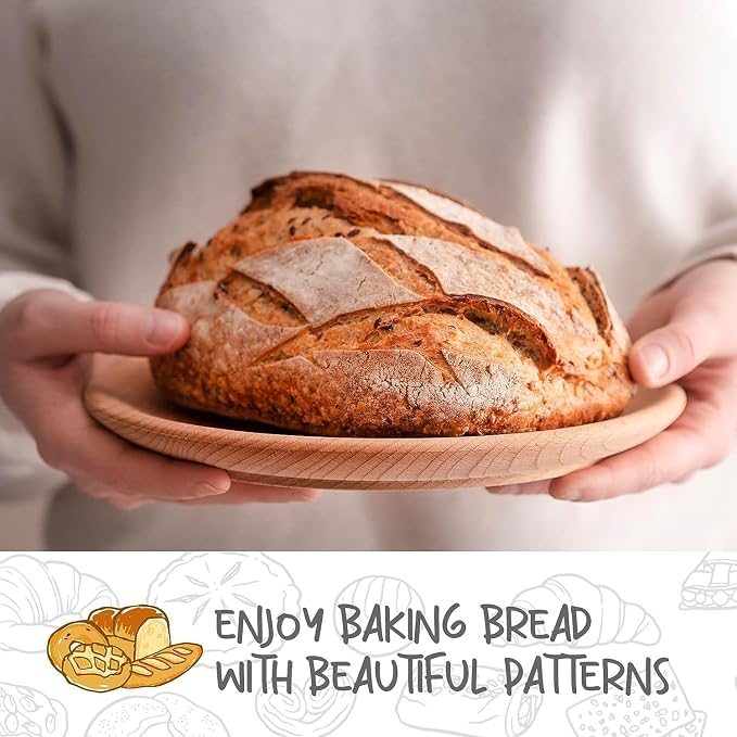 DOYOLLA Bread Proofing Basket Set, Sour Dough Tools with Silicone Bread Sling, Sourdough Starter Kit, Baking Gifts, Bread Making Kit (Round,8.5 inch) | Handmade Rattan