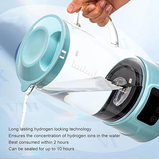 Hydrogen Water Pitcher 1.5L with SPE PEM Technology LED Touch Display High Borosilicate Glass for Immunity and Metabolism, Hydrogen Rich Water Maker Machine