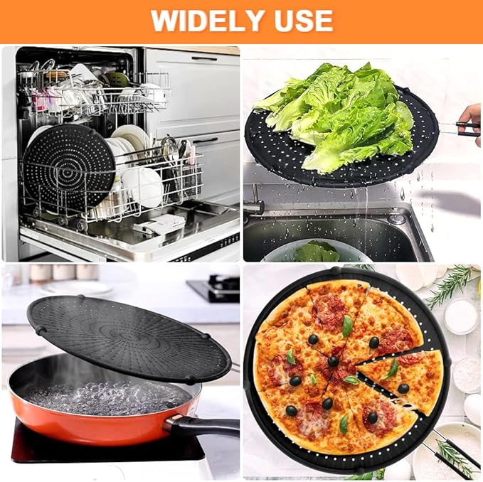 Splatter Screen for Frying Pan, Grease Splatter Guard, Heat-Resistant Splatter Guards for Frying, Silicone Splatter Guard for Everyday Cooking, Dishwasher Safe （16in×12in×0.5in）