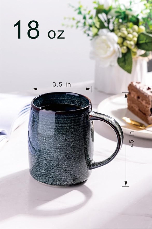 GBhome Large Coffee Mugs Set of 6, 18oz Handmade Ceramic Coffee Mugs Set with Gradient color for Latte/Tea/Beer/Hot Cocoa, Dishwasher & Microwave Safe,