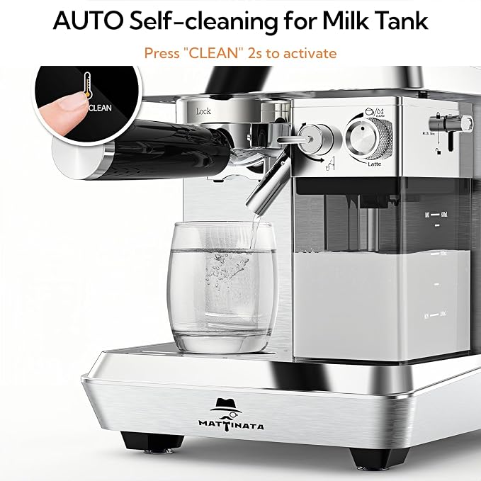 MAttinata Cappuccino Machine, Espresso Machine with Automatic Milk Frother | CM1833L Coffee Maker, IMD Touch Screen, 20 Bar Italian Pump, Dual Boiler, Compact Latte Machine for Home, Stainless Steel