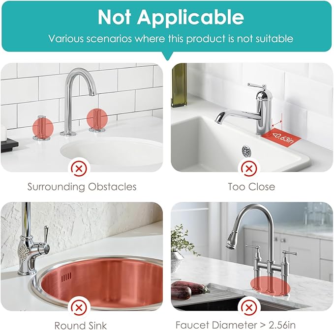 4Pcs Stone Faucet Mat for Kitchen Sink, Diatomite Quick Dry Water Absorbing Stone Tray & Sink Protector Splash Guard for Bathroom Counter, White, 23.46" x 3.86"