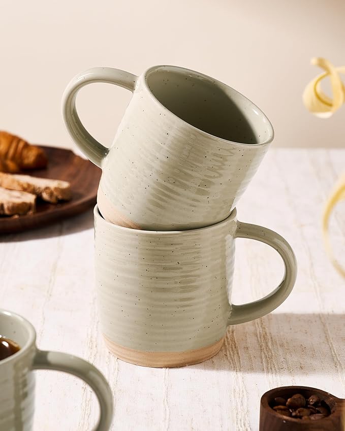famiware Coffee Mugs Set of 4, 13 oz Mug Set, Ceramic Cup Set with Handle for Coffee, Tea, Cocoa, Milk, Constellation Series, Honey