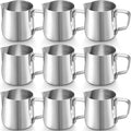 Honeydak 9 Pcs Milk Frothing Pitcher 304 Stainless Steel Steaming Pitchers for Coffee Bar Cappuccino Barista Tools Milk Jug Steamer Frother Cup (5 oz,Silver)