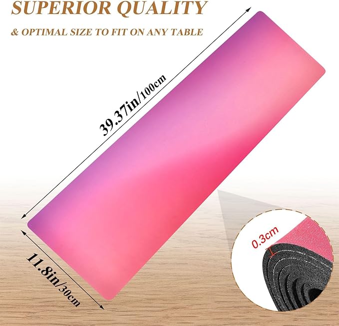 Gradient Pink Red Trivet Table Runner Heat Resistant 230F for Hot Dishes Pots Plates Kitchen Dining Table Protector Decorative 39.37 X 11.8 Inch