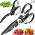 Titanium Coated Kitchen Scissors 2-Piece Set by Gidli - Liftime Replacement Warranty* - Heavy Duty Kitchen Shears for Meat and Food Prep - Includes Bonus 7" Seafood Scissors with Ergonomic Grip