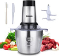 Qinkada Food Processor, 500W Powerful Meat Grinder, 14Cup Stainless Steel Bowl, 3 Speed Modes 4 Bi-Level Blades for Onion, Meat, Nuts, Fruit, Garlic, Vegetable, Baby Food