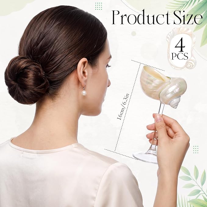 Conch Shell Wine Glasses Wedding Wine Cup Martini Goblet Cocktail Drinkware Drinking Stemware for Valentine Birthday Wedding Bridesmaids Anniversary Party(White Conch,Clear Base,4 Pcs)