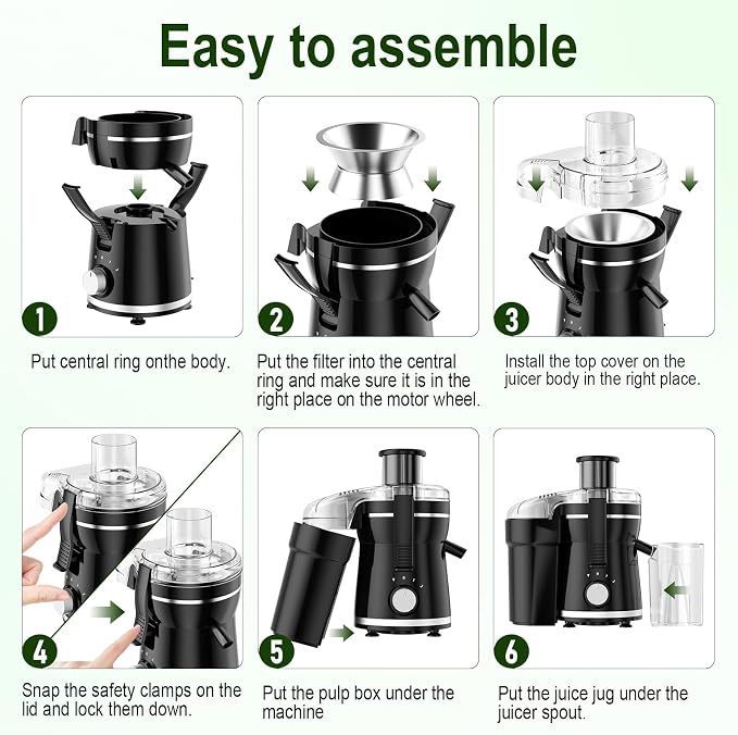 Juicer Machine, 500W Centrifugal Juicer Extractor with 3 Speed & Wide Mouth 3” Feed Chute for Fruit Vegetable, High Yield Juicer Included Cleaning Brush for Easy to Clean