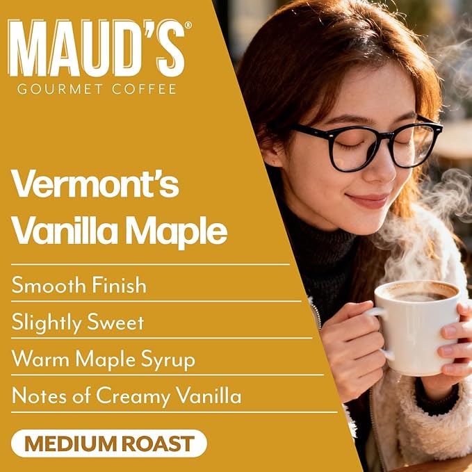 Maud’s Maple Vanilla & Apple Fritter Flavored Coffee Pods Variety Pack, 36 ct, Medium Roast Single Serve Pods – 100% Arabica Coffee, Compatible with Keurig K Cups Maker