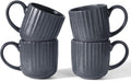 famiware Coffee Mugs Set of 4, Starlight 11 oz Mug Cup Set with Handle for Coffee, Tea, Cocoa, Milk - Ceramic Stoneware Mug Set, Matte Black Grey