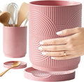 Utensil Holder, 7.2" Kitchen Utensil Holder for Counter, 2-in-1 Ceramic Cooking Utensils Holders with Spoon Rest, Utensil Crock for Spatula, Ideal Housewarming Gift (Pink)