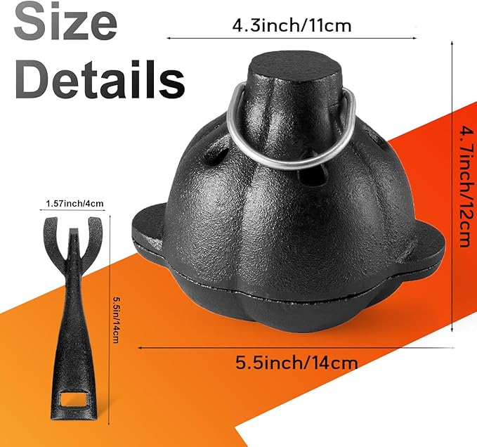 Cast Iron Garlic Roaster with Handle, Mini Cast Iron Smoker, Garlic Roaster for Oven, Used in the Kitchen Oven or Outdoors on a BBQ Grill Stove