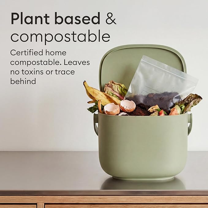Vove Compostable Sandwich Bags 30 Ct – PFAS-Free, BPI Certified, Freezer Safe with Airtight Seal for Lunches & Meal Prep, Plant-Based