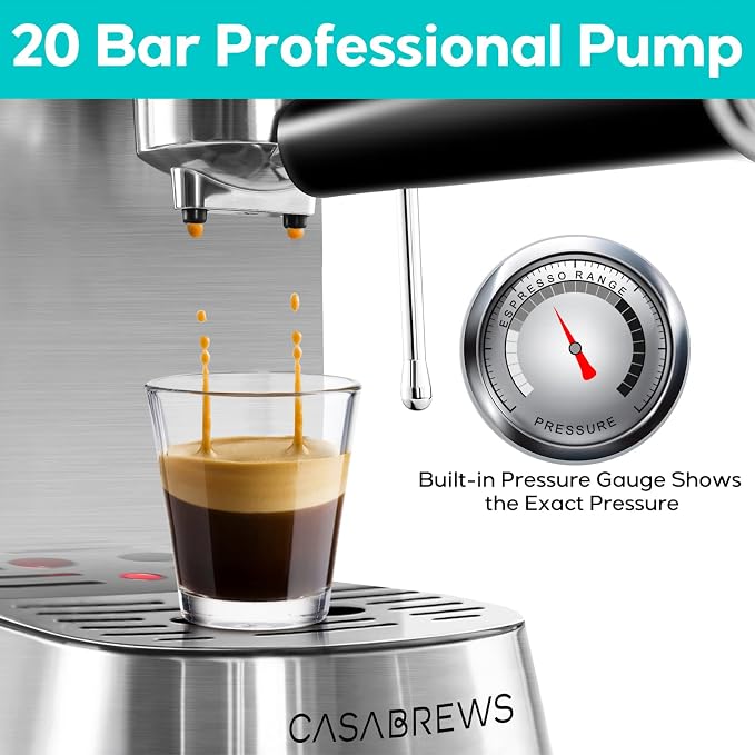 CASABREWS Espresso Machine with Steam Milk Frother & Milk Frothing Pitcher, Gift for Coffee Lovers