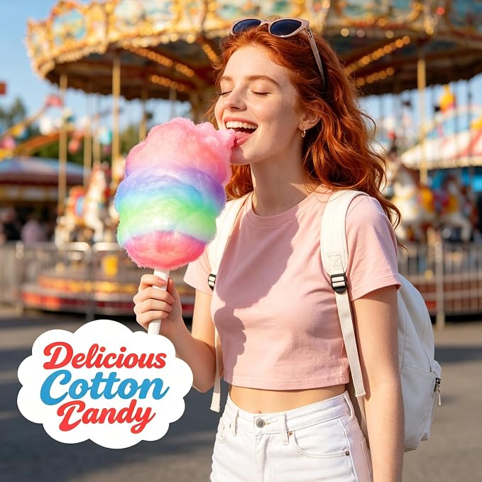 100PC Glow Sticks， Cotton Candy Sticks， Waterproof Cones Bulk for Party， Cotton Candy Stand Holder Accessories，Reusable LED Cotton Candy Party