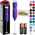 Zulay Kitchen Powerful Frother Wand AA Batteries Included, Ultra Fast Handheld Drink Mixer, Comfort Milk Frother, Stainless Steel Whisker, Frother Handheld for Coffee, Protein & Matcha - Frothmate 2.0