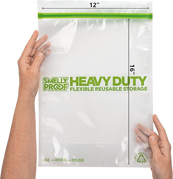 SMELLY PROOF Reusable Clear Odor-Proof Storage Bags - 10-Pack Bundle - Extra Large (12" x 16") & Large (10" x 8.5") - Barrier Technology - Made in the USA