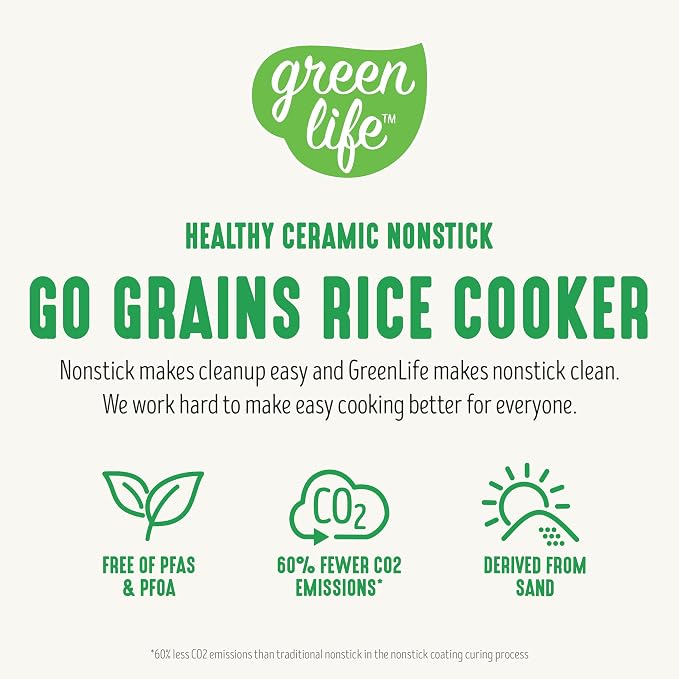GreenLife Digital Rice Cooker, 2-Cups Uncooked/4-Cups Cooked, Removable Nonstick Ceramic PFAS-Free Pot, One-Touch Presets, Oats, Quinoa, Brown Rice, Auto Keep Warm, Fuzzy Logic Tech, 1.5 QT, Turquoise