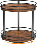 Snughome Rotating Spice Rack, 2 Tier Lazy Susan Organizer, Wood Kitchen Countertop Organizer, Brown Lazy Susan Turntable for Cabinet, 10.2" x 10.2" x 10.4"