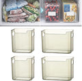Crystal Clear Freezer Storage Bins, Stackable Fridge Organizer Bins with Handles, Clear Plastic Food Containers for Refrigerator and Pantry, Kitchen Organization for Meat & Veggies (Green*4, S+L)