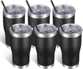 VEGOND 20oz Tumbler Stainless Steel Tumbler Cup with Lid And Straw Vacuum Insulated Double Wall Travel Coffee Mug(Black 6 Pack)