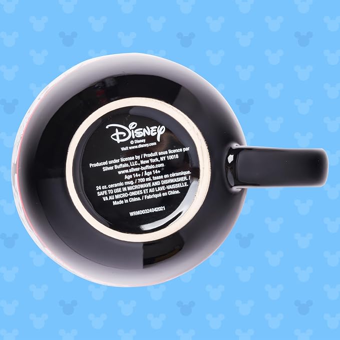 Silver Buffalo Disney Minnie Mouse Ceramic Soup Mug, 24oz | Mickey and Friends pattern artwork, Large capacity ceramic mug, Colorful character design, Ideal for soups and noodles