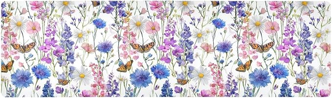 Pink Bluebonnets Daisy Trivet Table Runner Heat Resistant 230F for Hot Dishes Pots Plates Kitchen Dining Table Protector Decorative 39.37 X 11.8 Inch