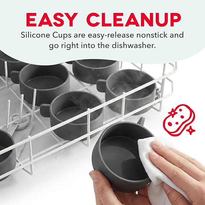 Dash Family Size Egg Bite Maker - Electric Egg Bite Maker with Non-Stick Silicone Cups - Space-Saving Design & Quick Cleanup - Make Sandwiches, Healthy Snacks & Desserts - 9 Servings, Red