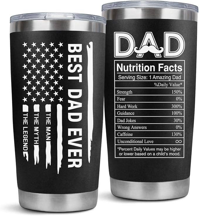 LHSCVUFASC Birthday Gifts for Dad from Daughter, Son - Father's Day Tumbler Gift for Dads - Christmas Gifts for Dads, New Papa Daddy Stepdad Father Gift Ideas - 20 Oz Stainless Steel Tumbler