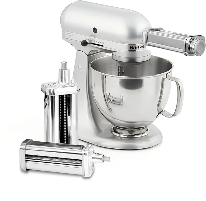 Wiselet Pasta Maker Attachment for KitchenAid Stand Mixer, 3 Pieces Pasta Roller Attachments, Full Body Stainless Steel and Heavy Duty, Homemade Spaghetti, Fettucine and Lasagne…