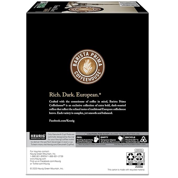 Barista Prima Coffeehouse, French Roast Keurig Single Serve K-Cup Pods, 96 Count