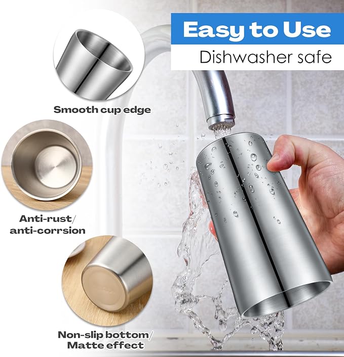 Mimorou 8 Pack Stainless Steel Insulated Cup 18.6 oz Metal Tumbler Double Wall Vacuum Water Glasses Camping Reusable Mugs BBQ Home Office Party Coffee(Silver)