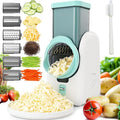 Electric Cheese Grater Salad Maker with 6 Repalce Stainless Steel Blades, Rotary Slicer One-Touch Kitchen Slicer Cheese Shredder for Vegetables, Fruits, Cheeses, Nuts Home Kitchen Use(White)