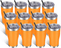 VEGOND 20oz Tumbler Stainless Steel Tumbler Cup with Lid And Straw Vacuum Insulated Double Wall Travel Coffee Mug(Orange 12 Pack)